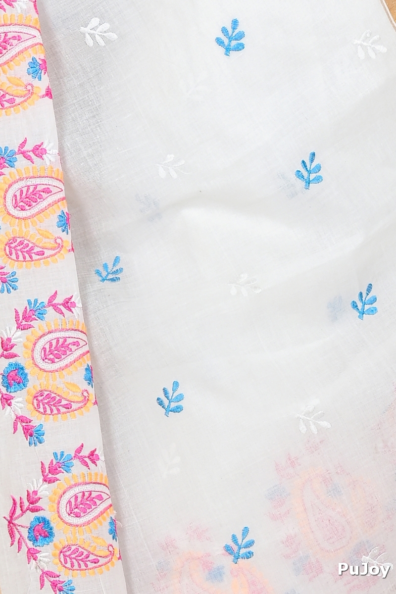 White Pure Cotton Askiti Tant Embroidery (1599)