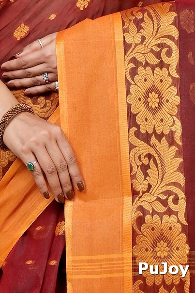 Brown Pure Cotton Heruka Tant Saree (1603)