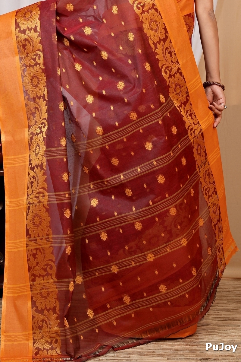 Brown Pure Cotton Heruka Tant Saree (1603)
