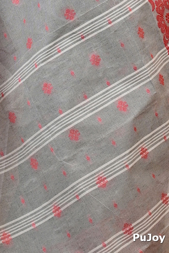 Grey Pure Cotton Heruka Tant Saree (1605)