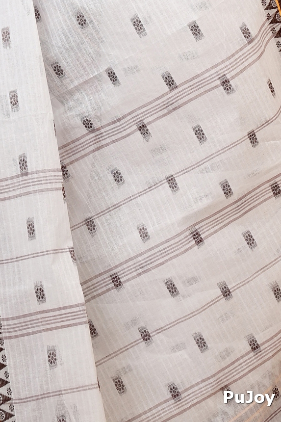 Brown and White Pure Cotton Hema Tant Saree (1609)