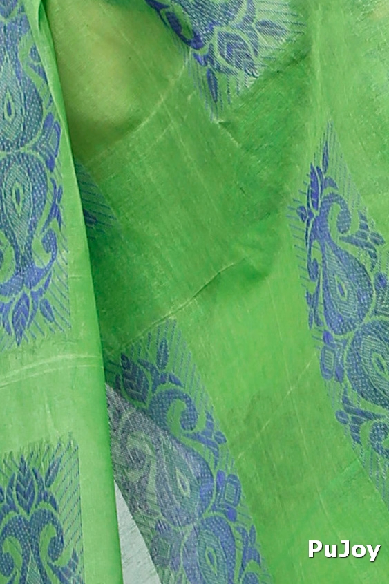 Green Pure Cotton Strip Suparna Tant Saree (161)
