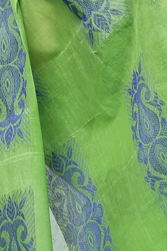 Green Pure Cotton Strip Suparna Tant Saree (161)