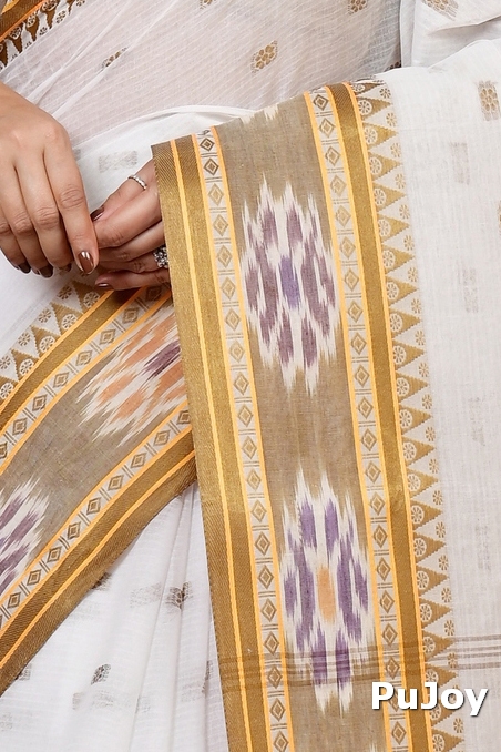 Yellow and White Pure Cotton Hema Tant Saree (1610)