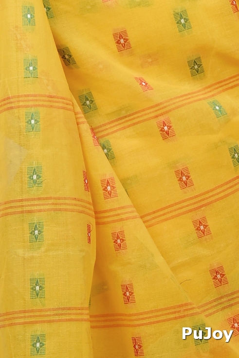 Yellow Pure Cotton Helok Tant Saree (1611)