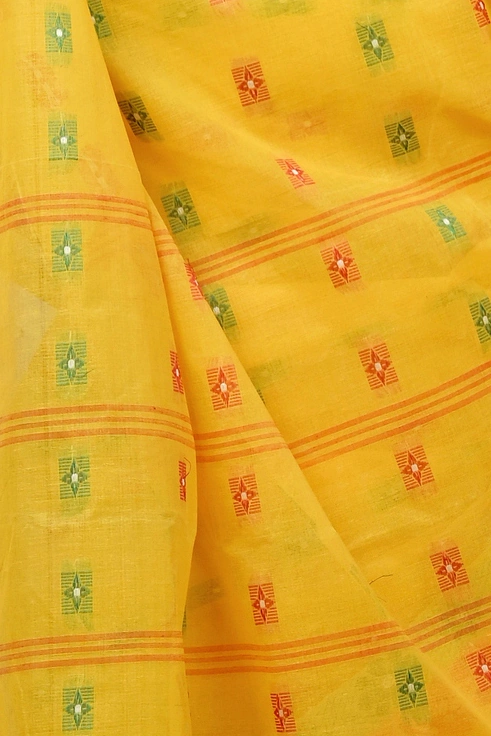 Yellow Pure Cotton Helok Tant Saree (1611)