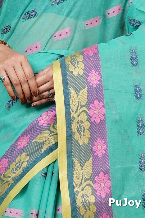 Green Pure Cotton Helok Tant Saree (1612)