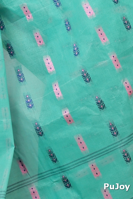 Green Pure Cotton Helok Tant Saree (1612)