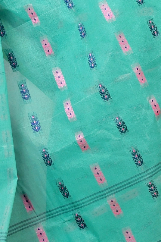 Green Pure Cotton Helok Tant Saree (1612)