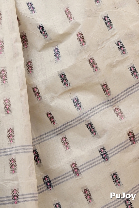Off-White Pure Cotton Helok Tant Saree (1613)