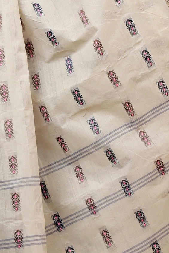 Off-White Pure Cotton Helok Tant Saree (1613)