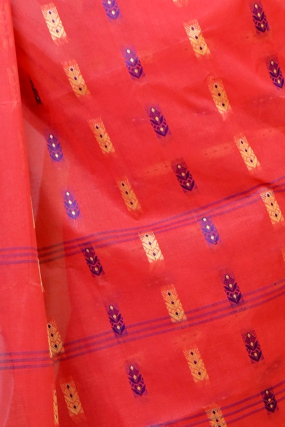 Drak Pink Pure Cotton Helok Tant Saree (1614)