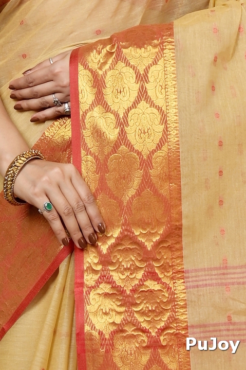 Cream Pure Cotton Asmanito Tant Saree (1615)