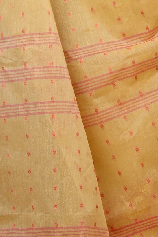 Cream Pure Cotton Asmanito Tant Saree (1615)