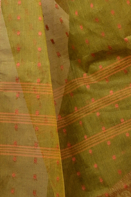 Green Pure Cotton Asmanito Tant Saree (1616)