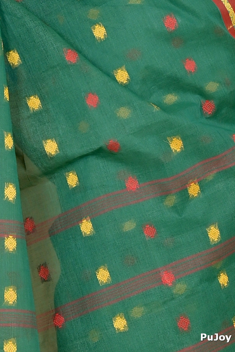 Green Pure Cotton Apula Tant Saree (1619)