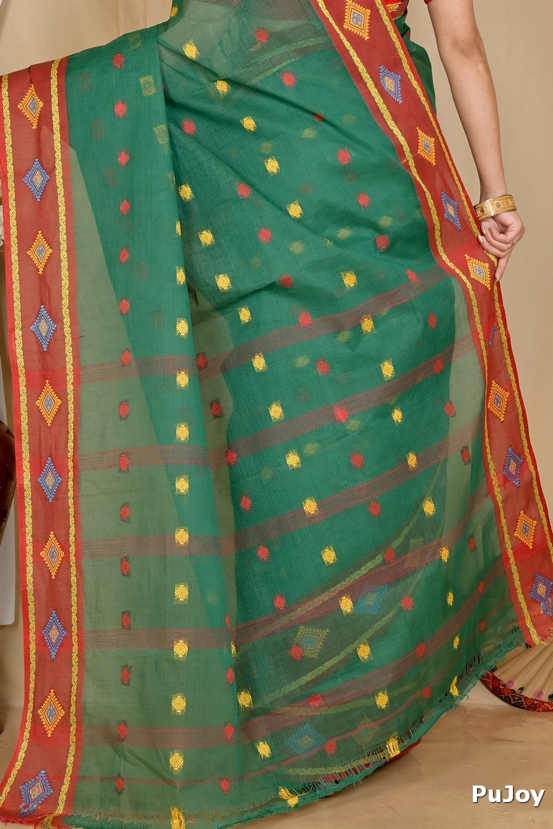 Green Pure Cotton Apula Tant Saree (1619)