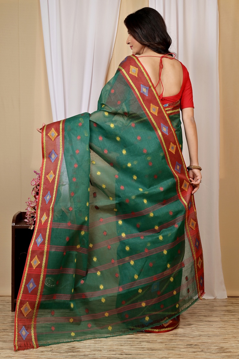 Green Pure Cotton Apula Tant Saree (1619)