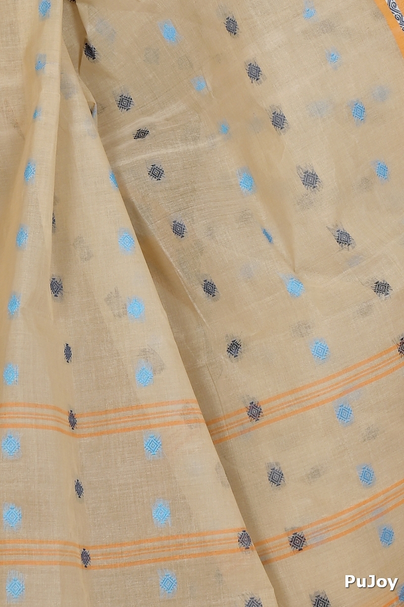 Cream Pure Cotton Apula Tant Saree (1620)