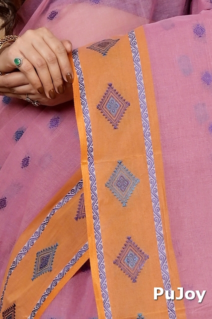 Peach Pure Cotton Apula Tant Saree (1621)