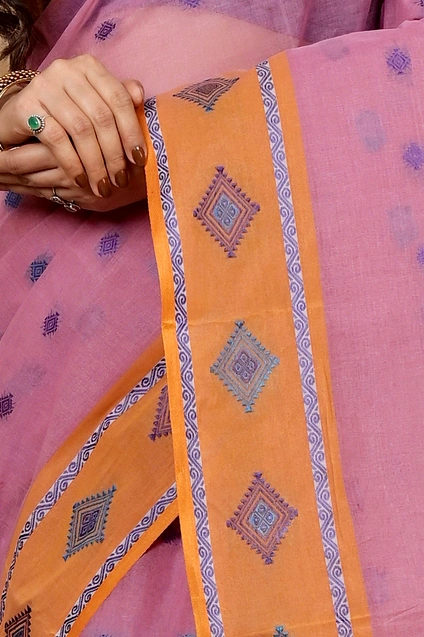 Peach Pure Cotton Apula Tant Saree (1621)