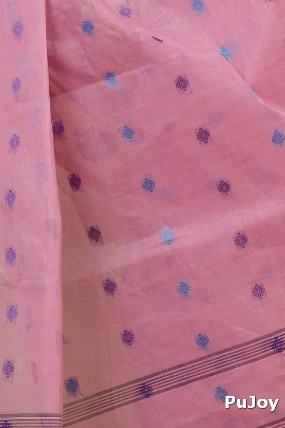Peach Pure Cotton Apula Tant Saree (1621)