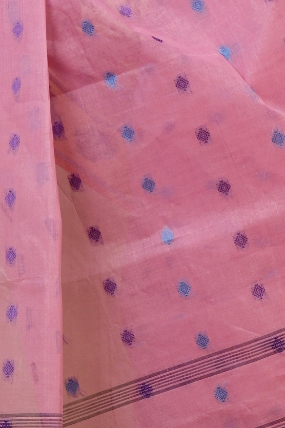 Peach Pure Cotton Apula Tant Saree (1621)