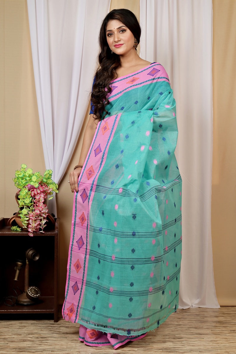 Green Pure Cotton Apula Tant Saree (1623)
