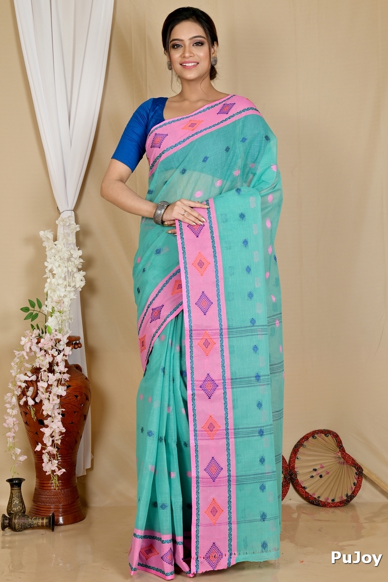 Green Pure Cotton Apula Tant Saree (1623)