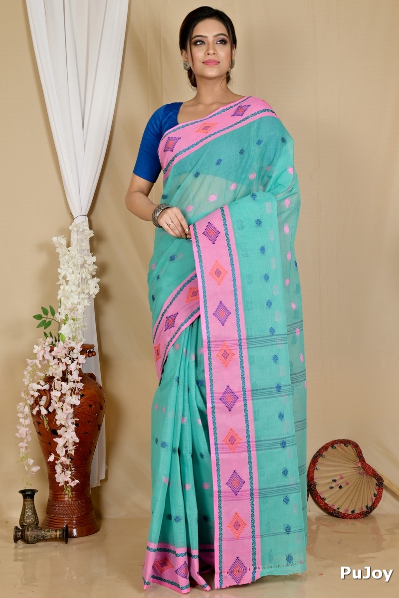 Green Pure Cotton Apula Tant Saree (1623)