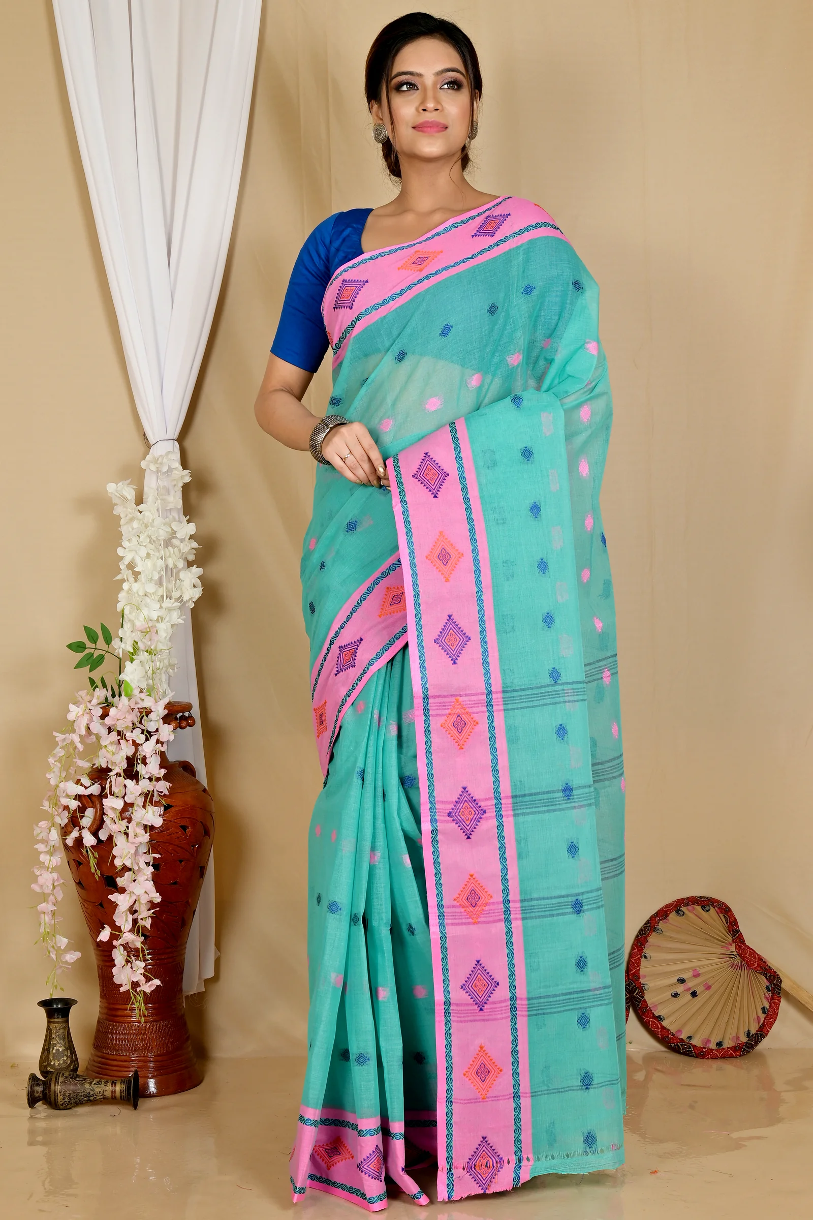 Green Pure Cotton Apula Tant Saree (1623)