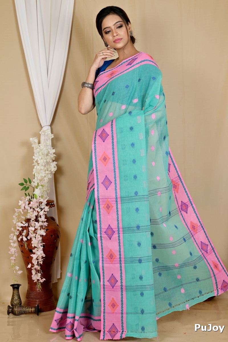 Green Pure Cotton Apula Tant Saree (1623)