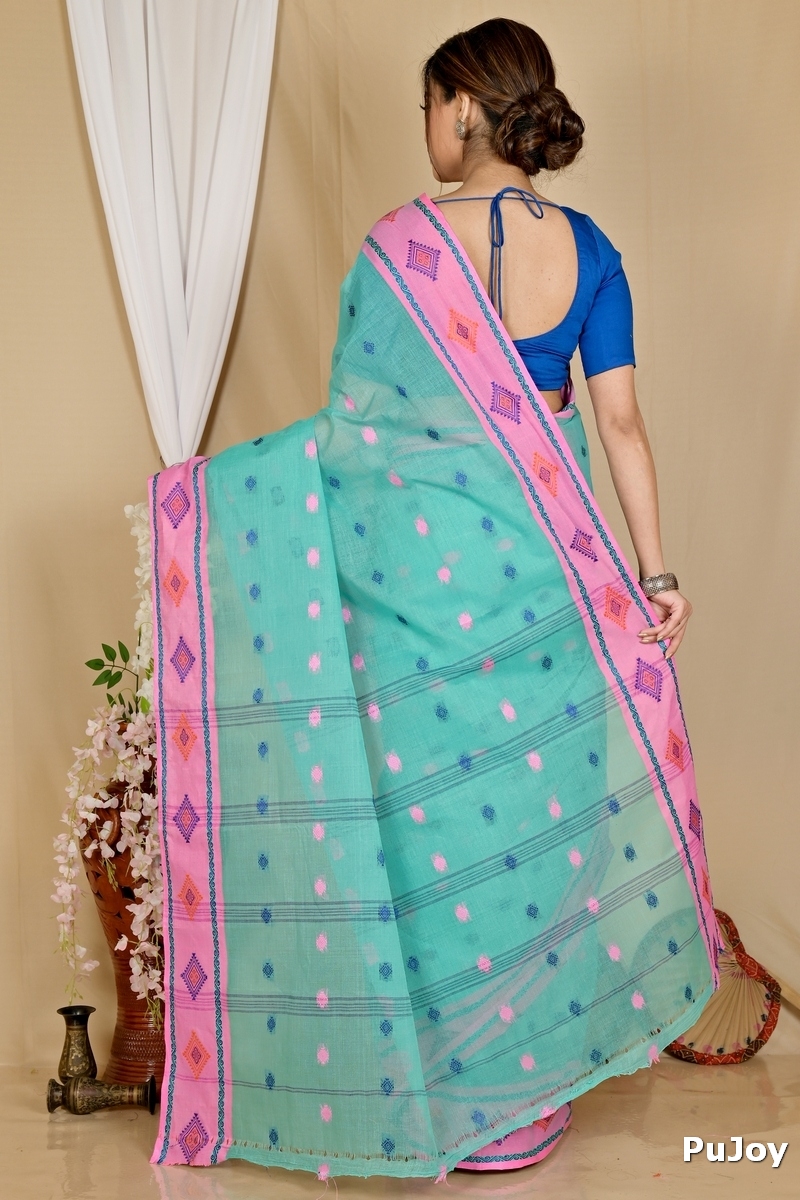 Green Pure Cotton Apula Tant Saree (1623)