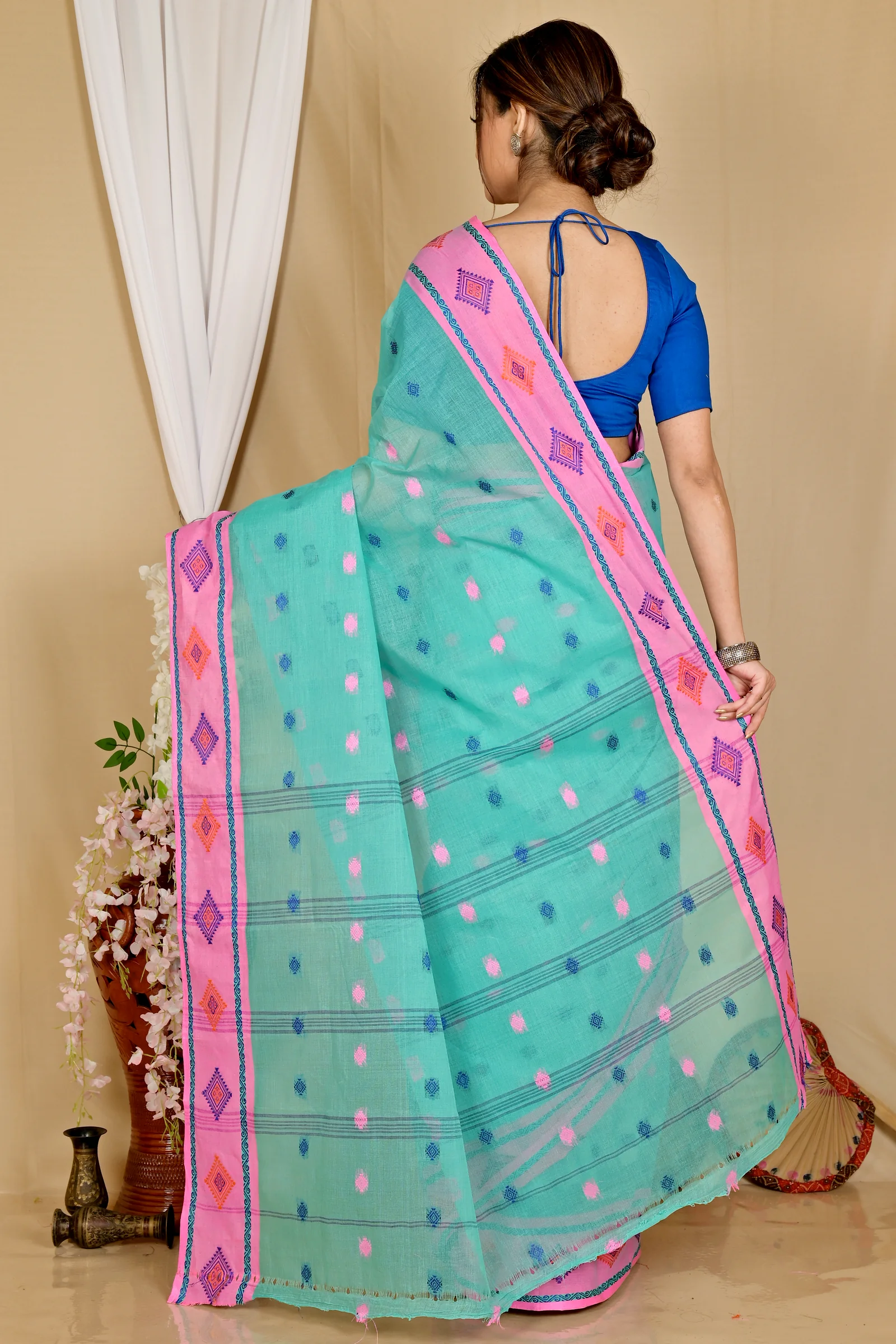 Green Pure Cotton Apula Tant Saree (1623)