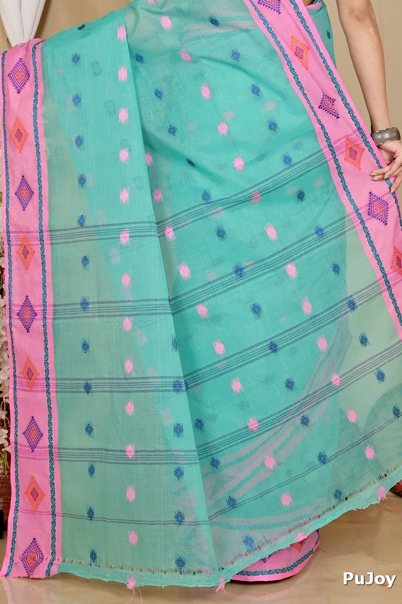 Green Pure Cotton Apula Tant Saree (1623)