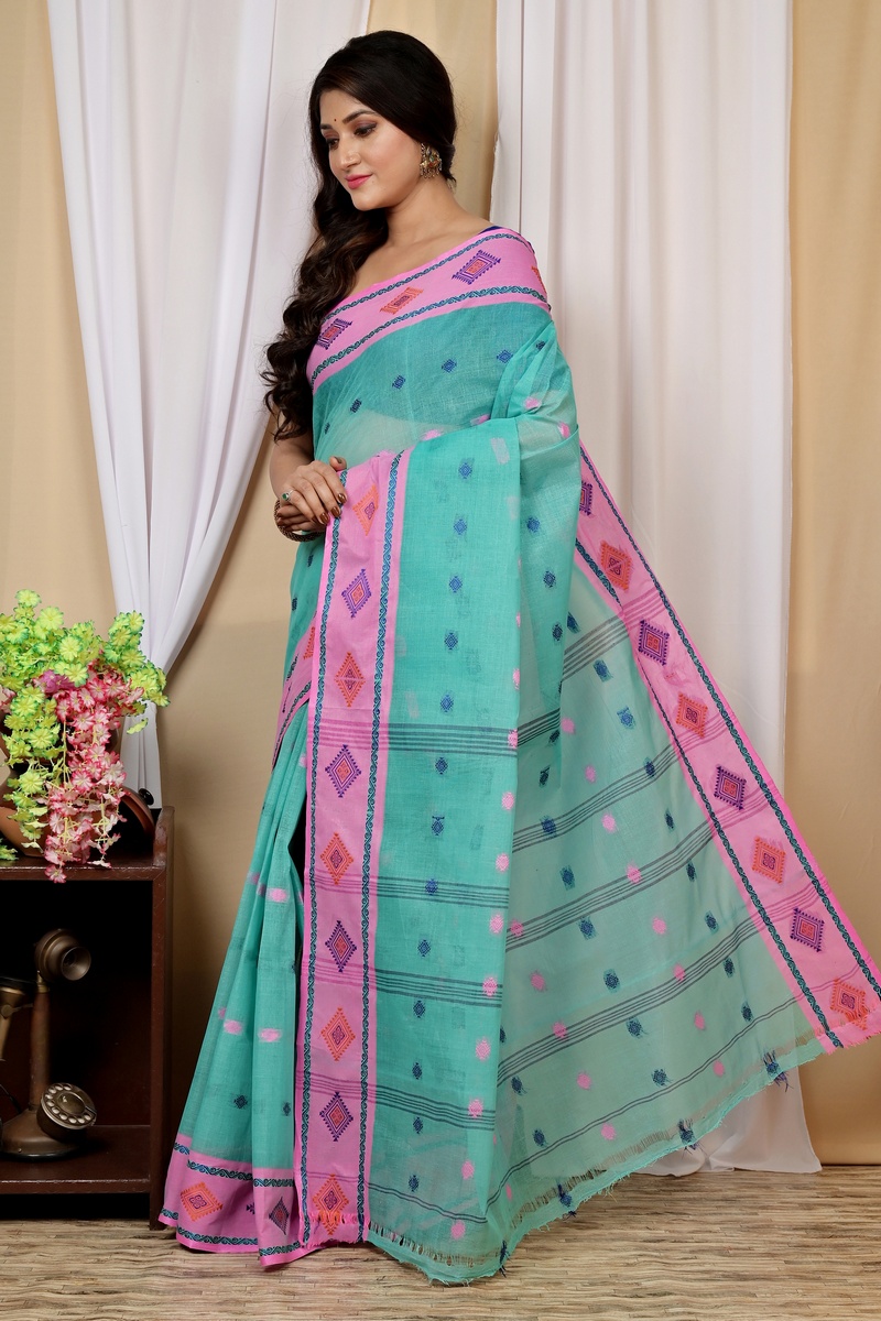 Green Pure Cotton Apula Tant Saree (1623)