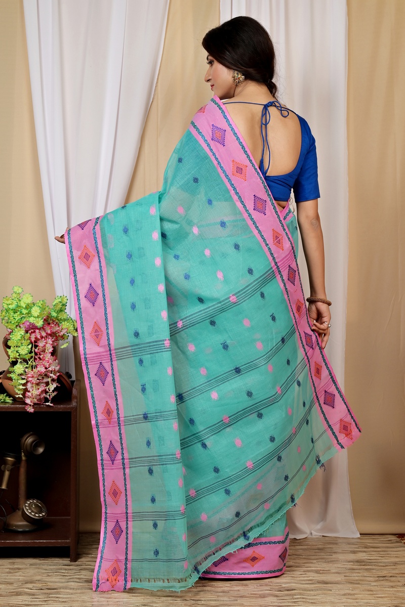 Green Pure Cotton Apula Tant Saree (1623)