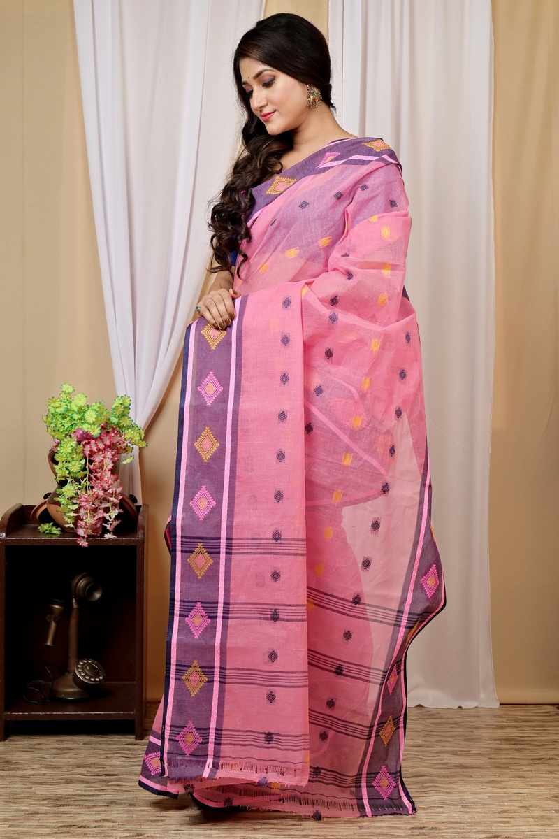 Pink Pure Cotton Apula Tant Saree (1624)