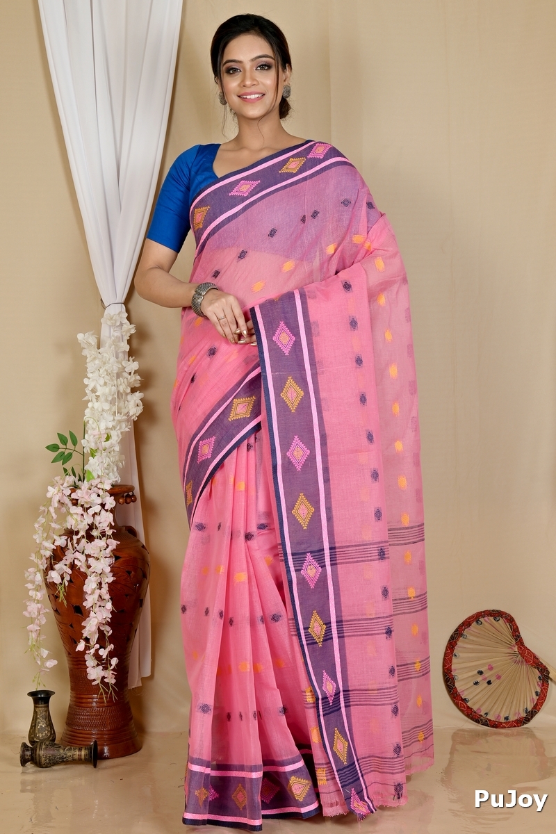 Pink Pure Cotton Apula Tant Saree (1624)
