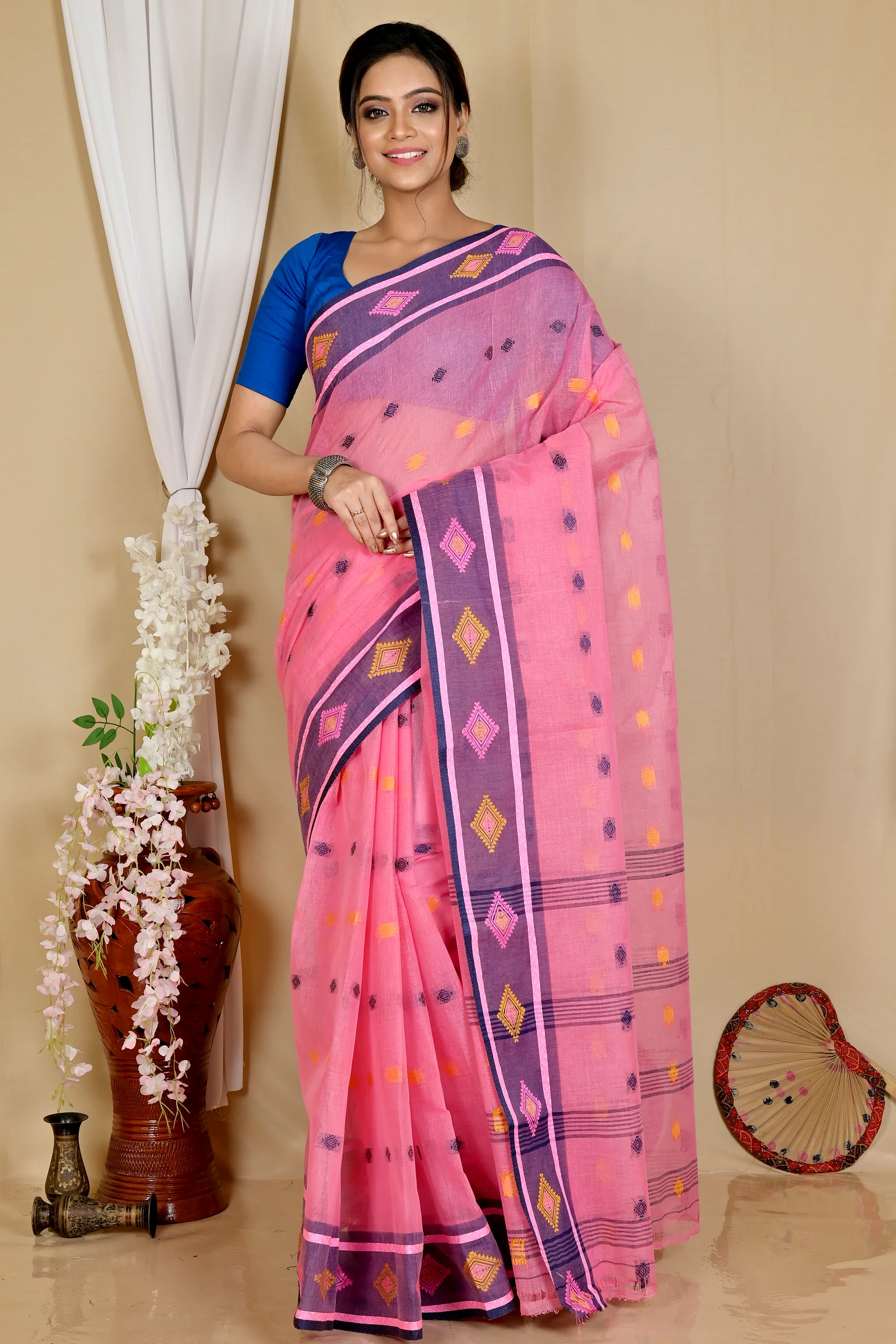 Pink Pure Cotton Apula Tant Saree (1624)