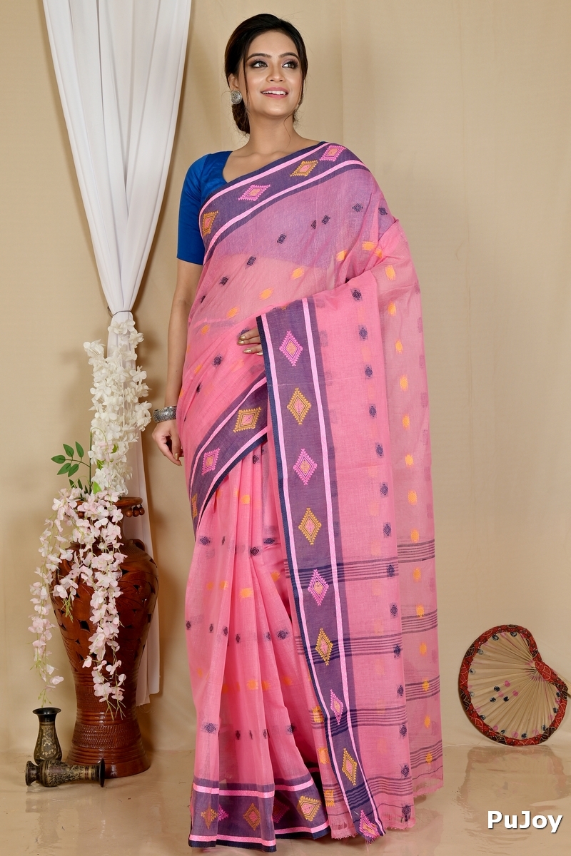 Pink Pure Cotton Apula Tant Saree (1624)