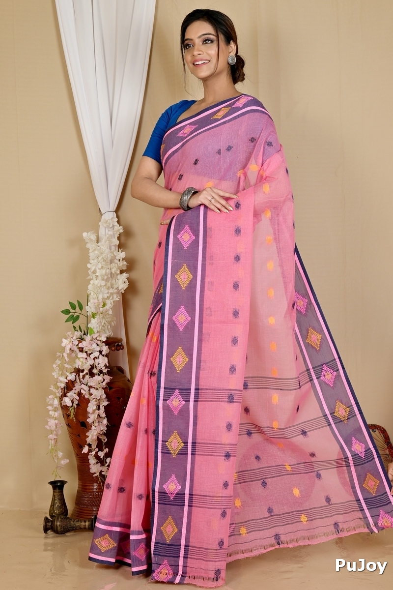 Pink Pure Cotton Apula Tant Saree (1624)