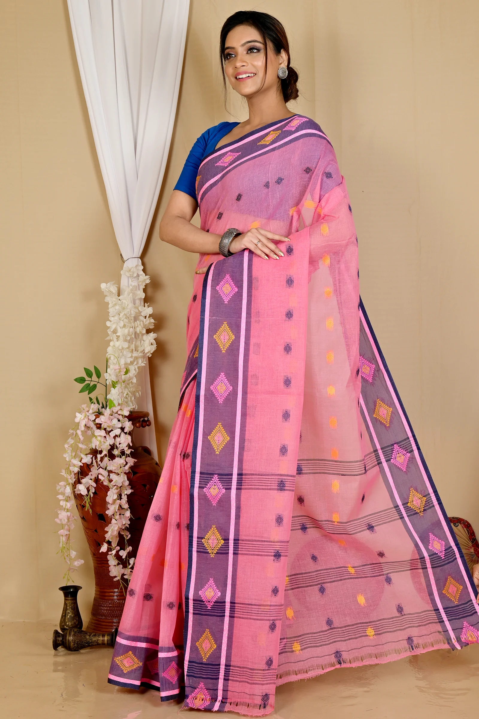 Pink Pure Cotton Apula Tant Saree (1624)