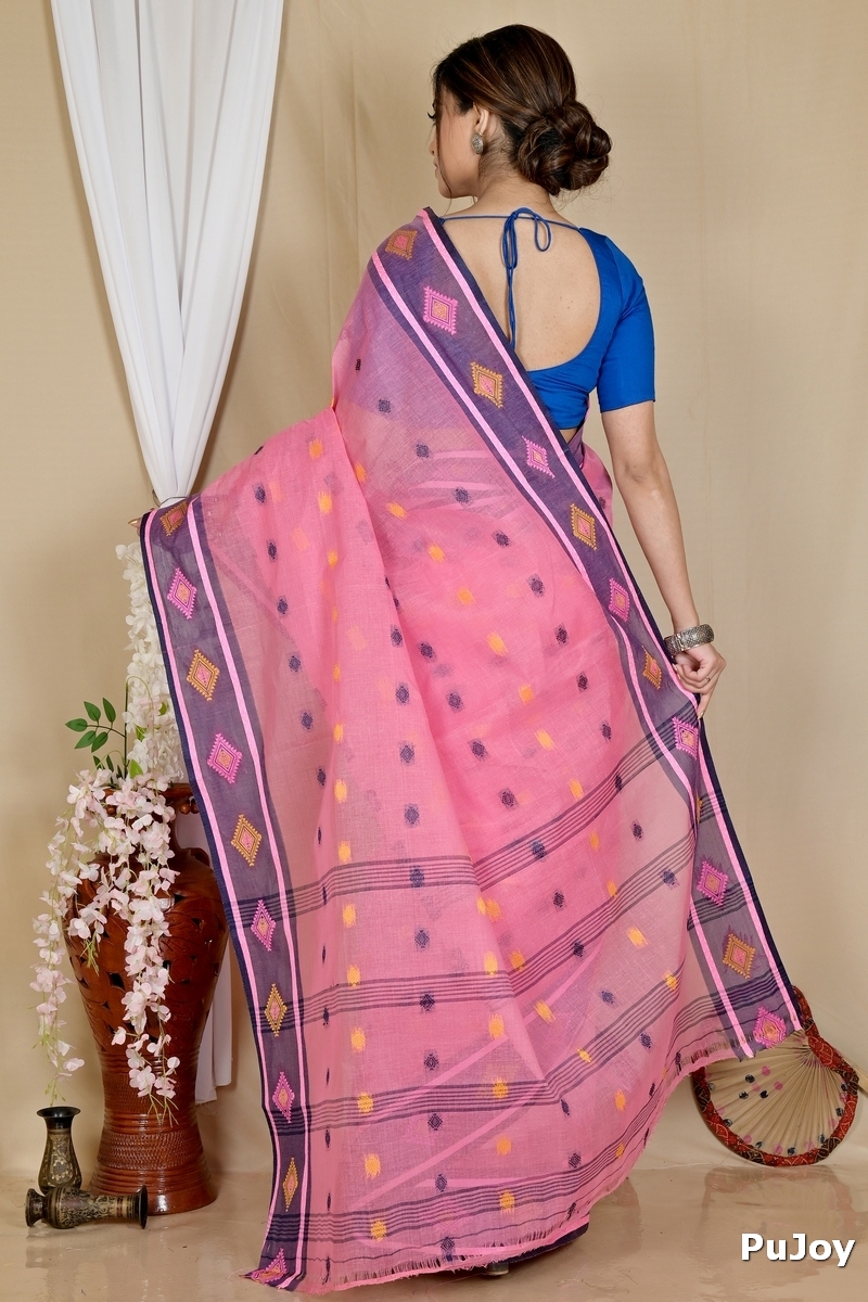 Pink Pure Cotton Apula Tant Saree (1624)