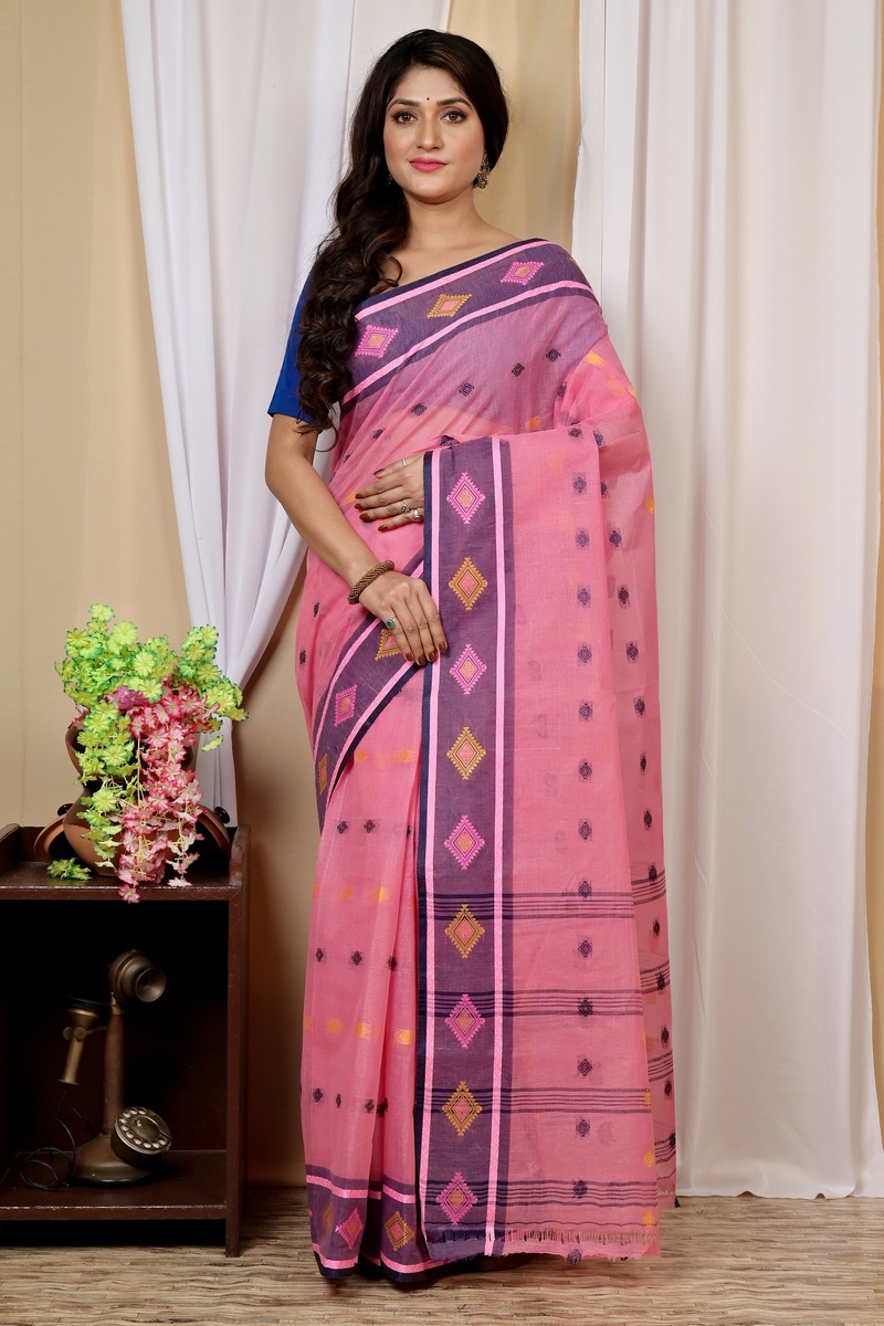 Pink Pure Cotton Apula Tant Saree (1624)