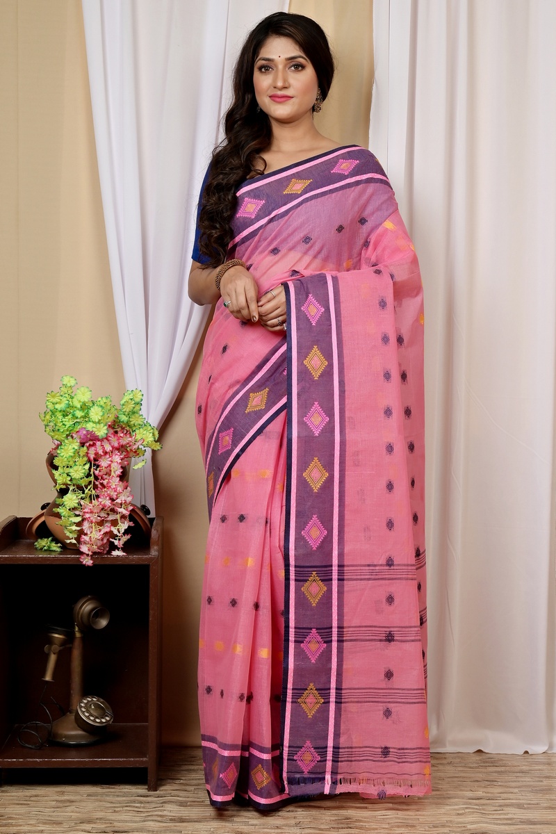 Pink Pure Cotton Apula Tant Saree (1624)