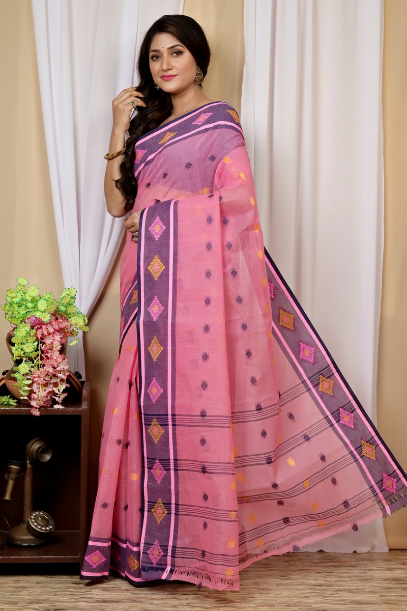Pink Pure Cotton Apula Tant Saree (1624)