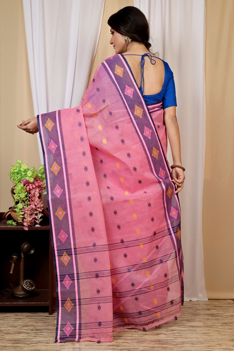 Pink Pure Cotton Apula Tant Saree (1624)