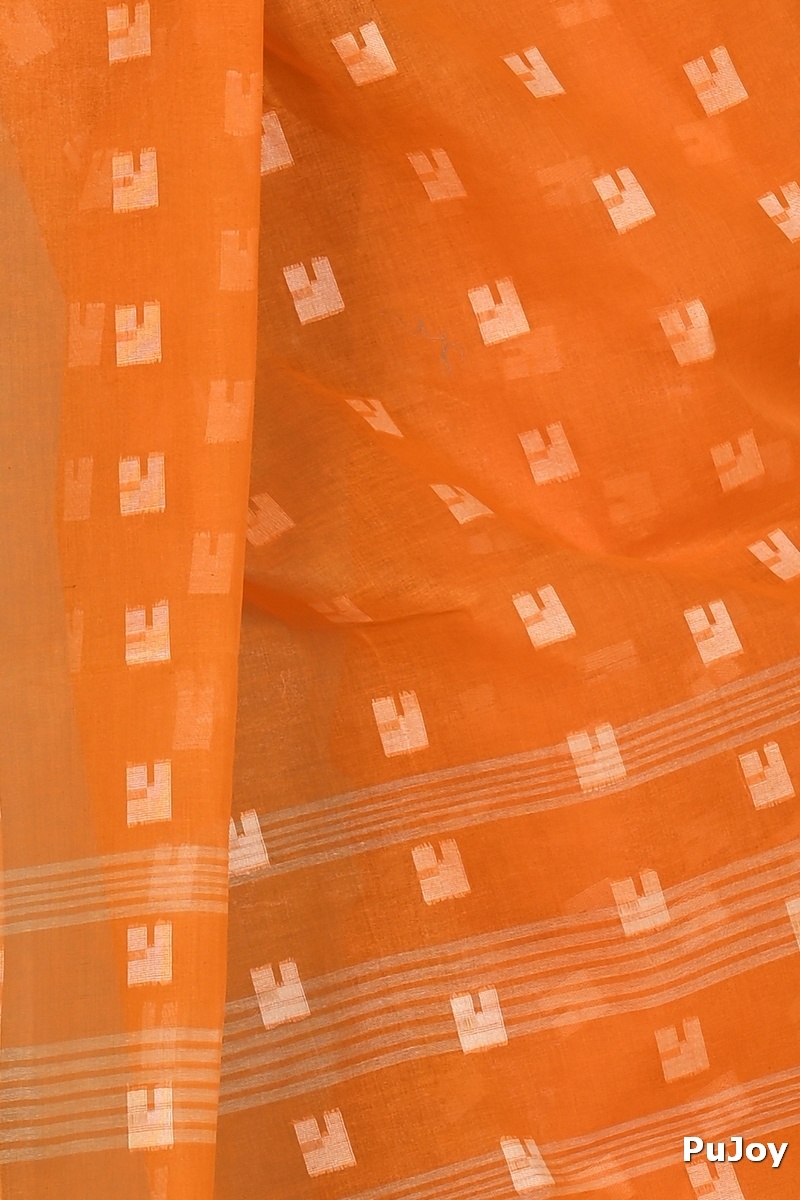 Dark Yellow Pure Cotton Aptuk Tant Saree (1628)