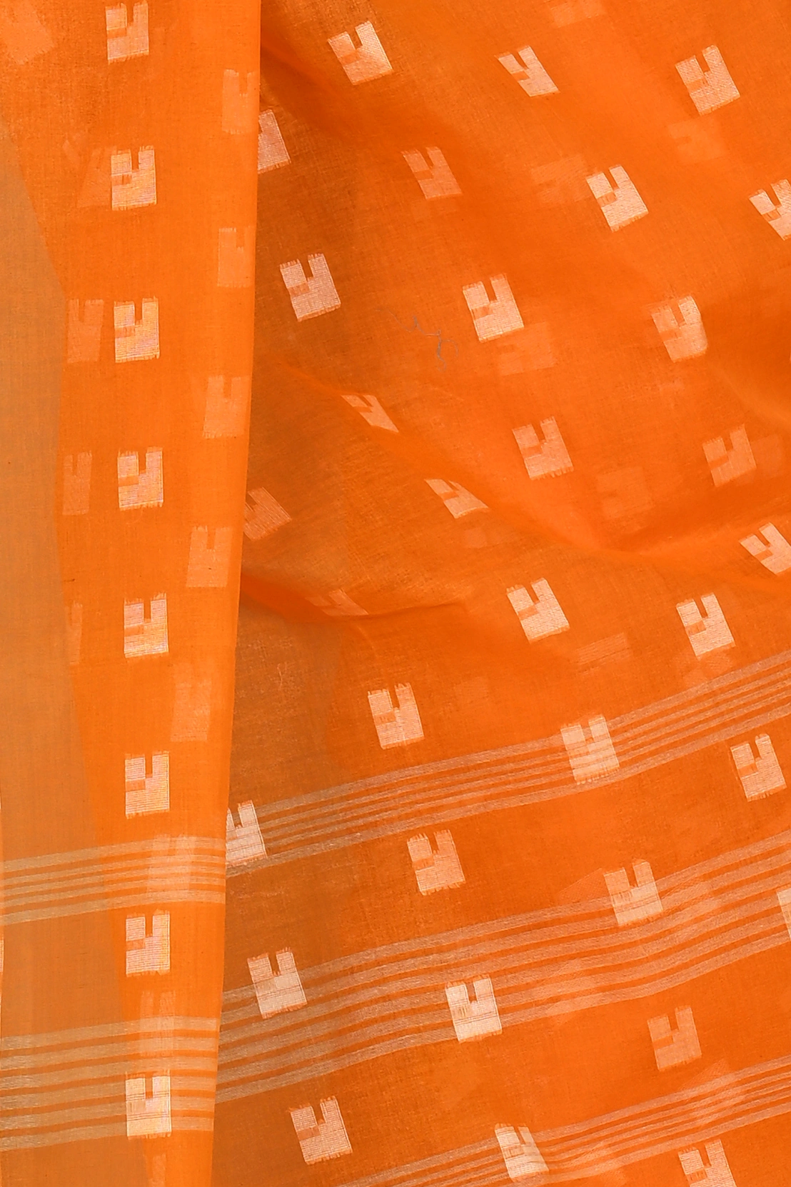 Dark Yellow Pure Cotton Aptuk Tant Saree (1628)